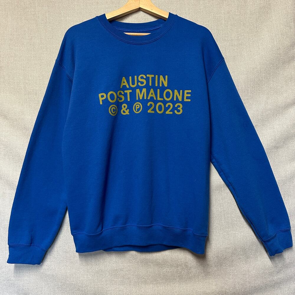 Post Malone Concert Crewneck Sweatshirt Austin 2023 Blue Size Medium